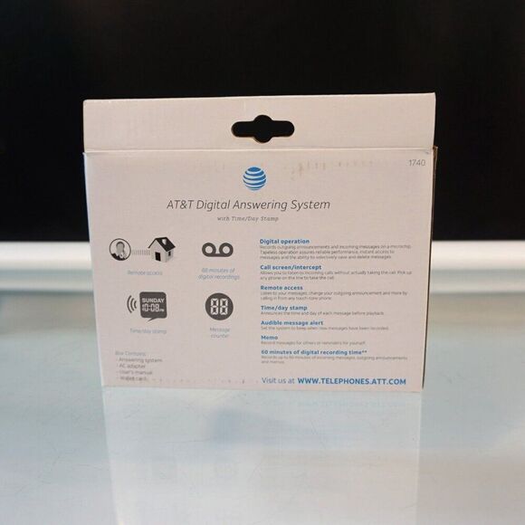 AT&T 1740 Digital Answering Machine System with Time/Day Stamp - Picture 3 of 6